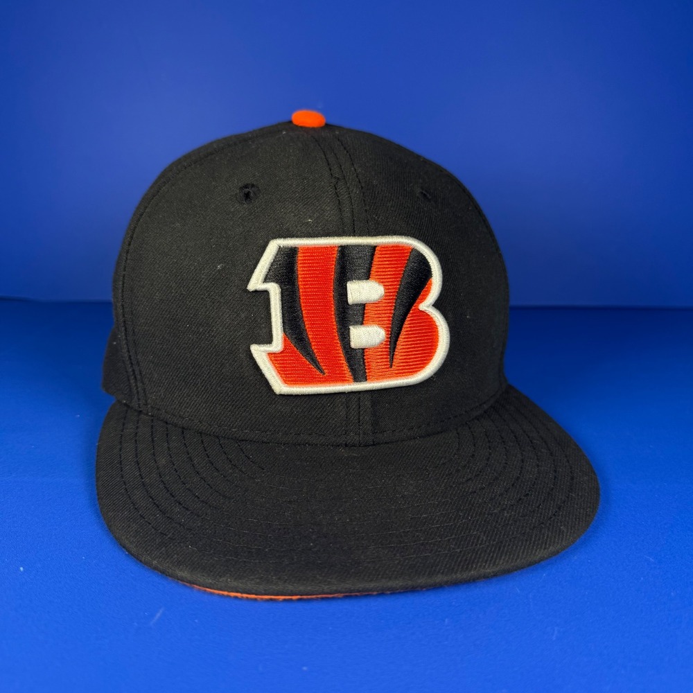 New Era 59FIFTY Cincinnati Bengals NFL Hat Black Orange Size 7 3/8 Fitted Cap